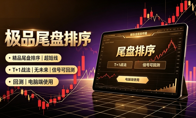 【极品尾盘排序】精品尾盘排序 指标超短线 T+1 战法 无未来 信号可回测 只可电脑端使用